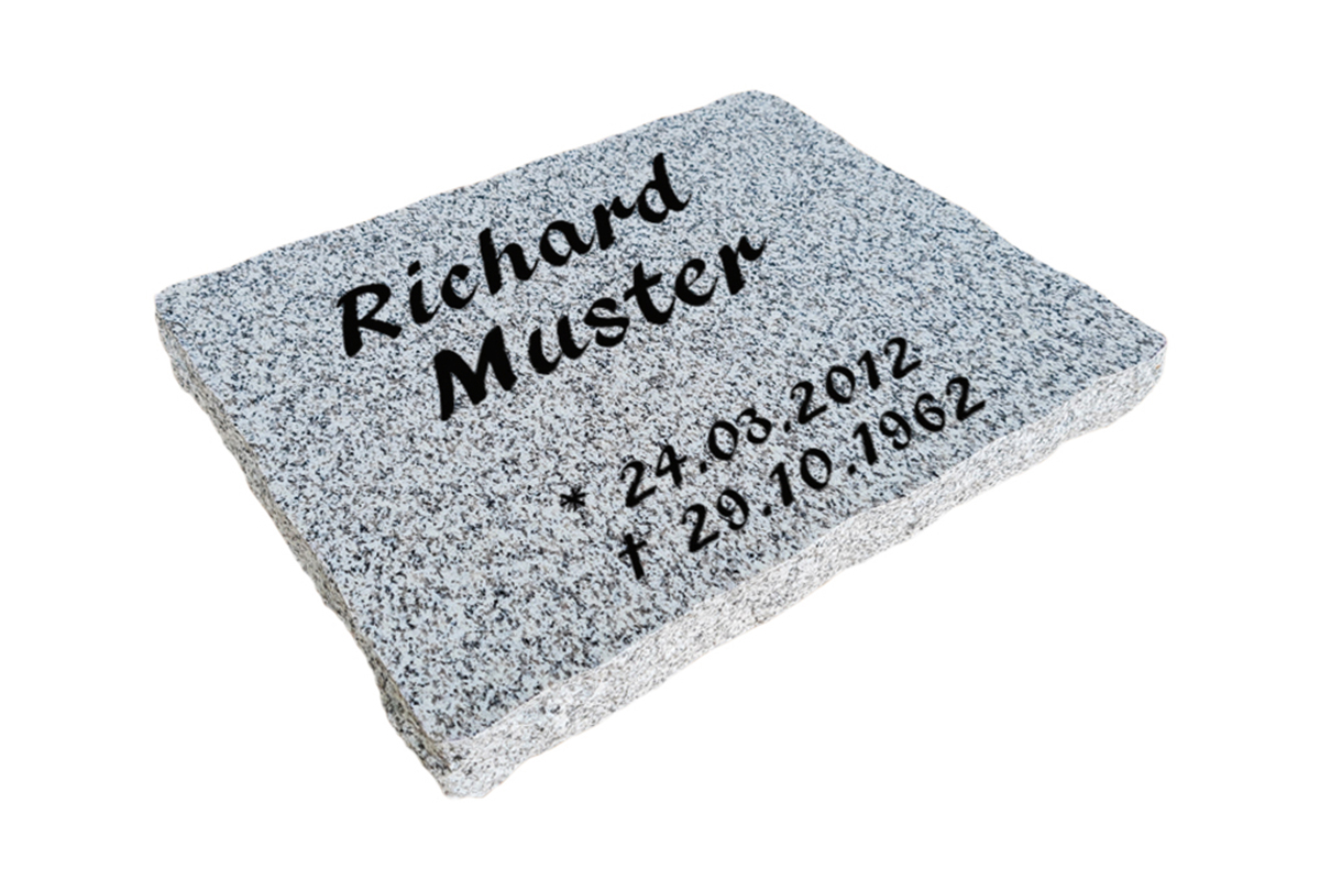 Granitplatte Urnengrab Grabstein Gedenkstein Liegestein Grabplatte